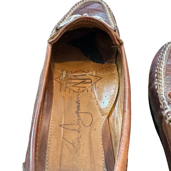 Martin Dingman Mens Driving Loafer US 8M 8 Brown Alligator Horsebit Leather Shoe - Picture 10 of 11